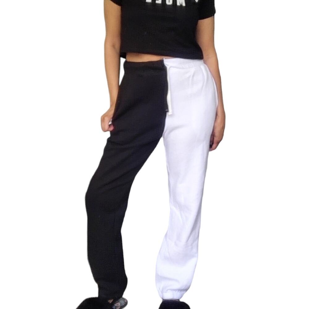 LA DETRESSE The Lovers colorblock athleisure sweatpants two tone joggers L NEW